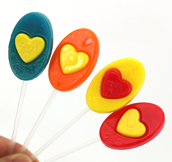 Paleta Corazon 2-in-1 Colorful Heart Shaped Hard Lollipop Candy CH-BP160