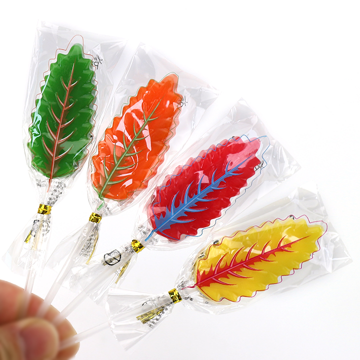 Tropical Themed Parties Colorful Leaf Shaped Hard Lollipop Candy CH-BP162