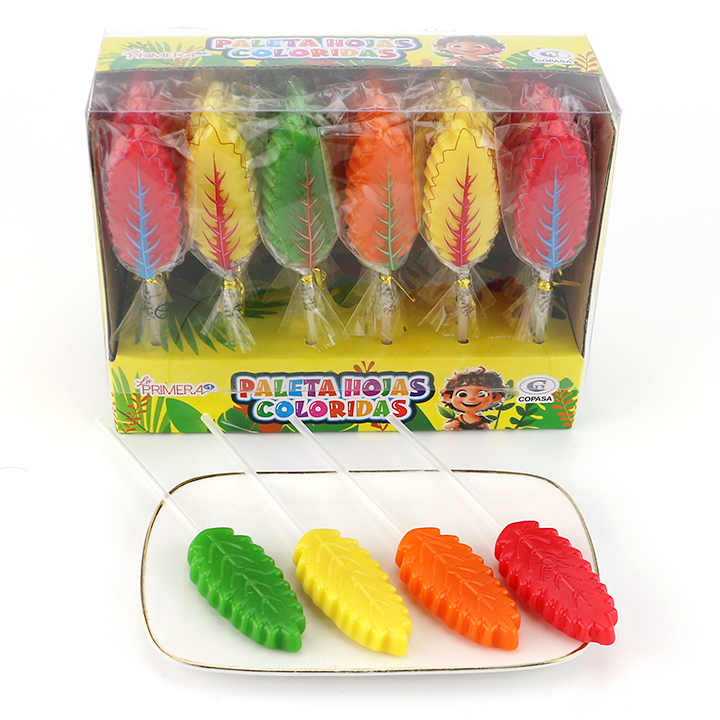 Tropical Themed Parties Colorful Leaf Shaped Hard Lollipop Candy CH-BP162