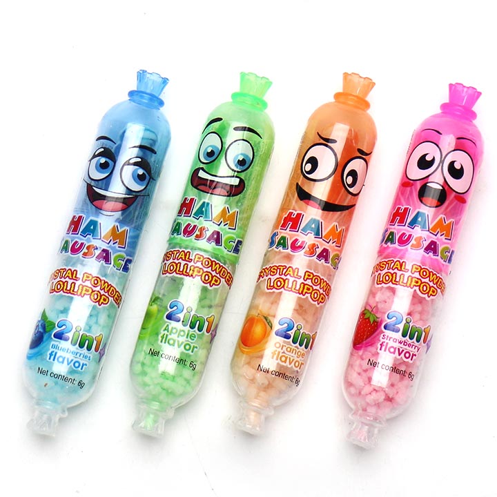 2-in-1 Ham Sausage Shape Twist Lollipop with Crystal Powder Candy CH-N795