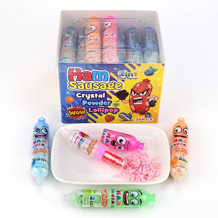 2-in-1 Ham Sausage Shape Twist Lollipop with Crystal Powder Candy CH-N795