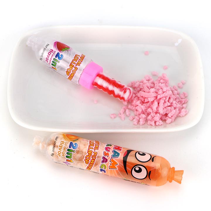 2-in-1 Ham Sausage Shape Twist Lollipop with Crystal Powder Candy CH-N795