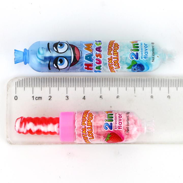 2-in-1 Ham Sausage Shape Twist Lollipop with Crystal Powder Candy CH-N795