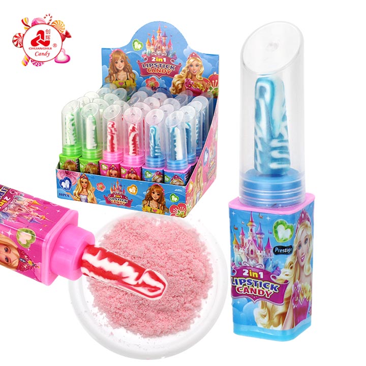 2-in-1 Slanted Lipstick Lollipop with Sour Powder Candy CH-N798