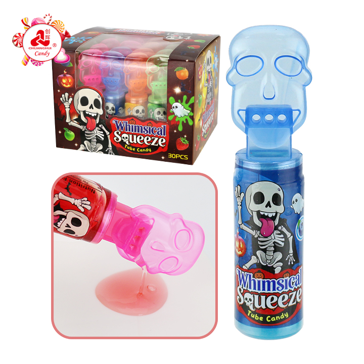 Halloween Skull Head Shape Squeeze Liquid Jam Candy CH-N799
