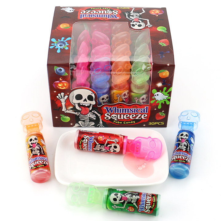 Halloween Skull Head Shape Squeeze Liquid Jam Candy CH-N799