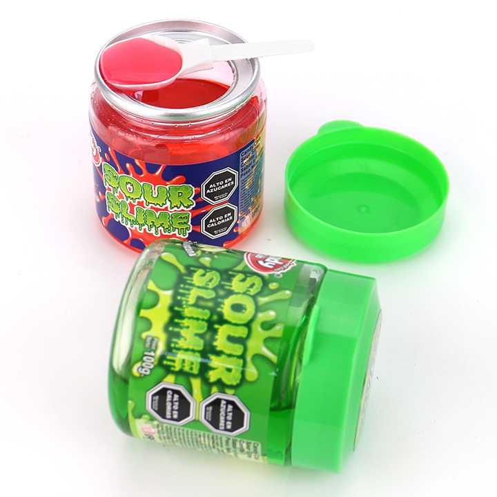 Novelty Sour Slime Candy 100g Jar Pack Fruit Flavor Sour Gel Jam Candy with Spoon CH-N800