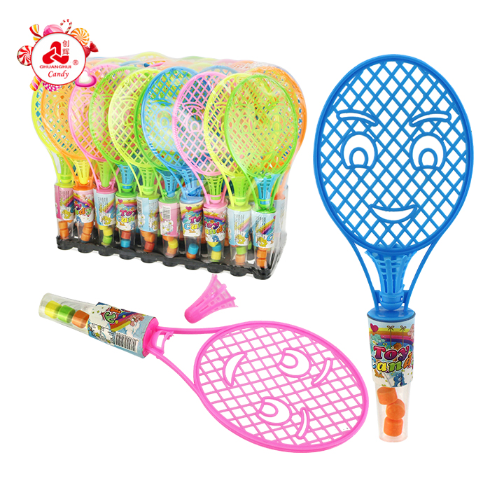 Smiley Face Badminton Racket Shaped Toy Candy T1471
