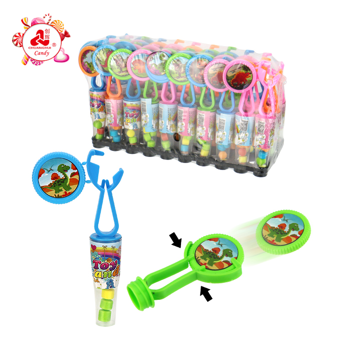 Mini Dinosaur Flying Disc Shooter Toy Candy Flying Saucer Catapult Candy Toy T1472