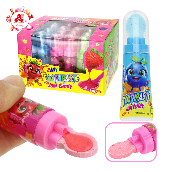 2-in-1 Toothpaste squeeze sour Jam Candy with Spoon Pressed Tablet Candy CH-Z301 2-in-1 Toothpaste squeeze sour Jam Candy with Spoon Pressed Tablet Candy CH-Z301