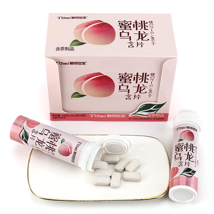 T'chao Sugar-Free Peach Oolong Tea Lozenges Breath Refreshing Throat Pressed Candy CH-Z302-1