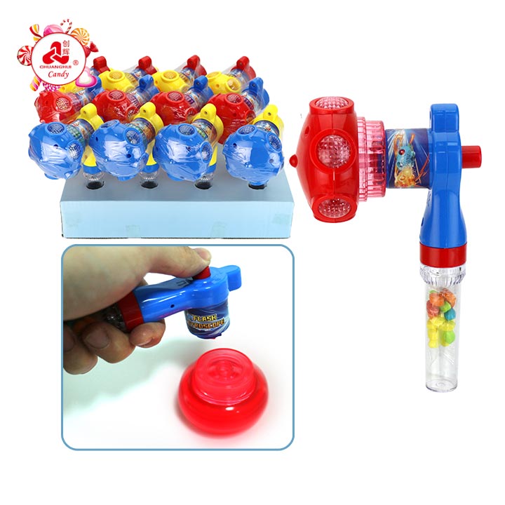 LED Lighting Gyroscope Toy Candy Colorful Spinning Top Launcher with Pressed Candy CH-TB270