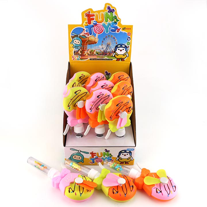 Summer Gifts Cartoon Donut Doughnut Shaped Hand Pressed Fan Toy Candy CH-TB272