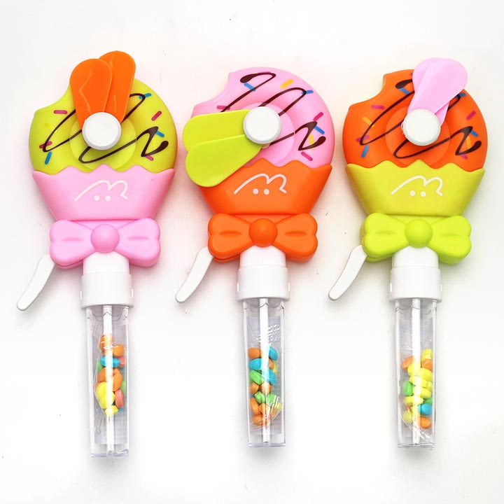 Summer Gifts Cartoon Donut Doughnut Shaped Hand Pressed Fan Toy Candy CH-TB272
