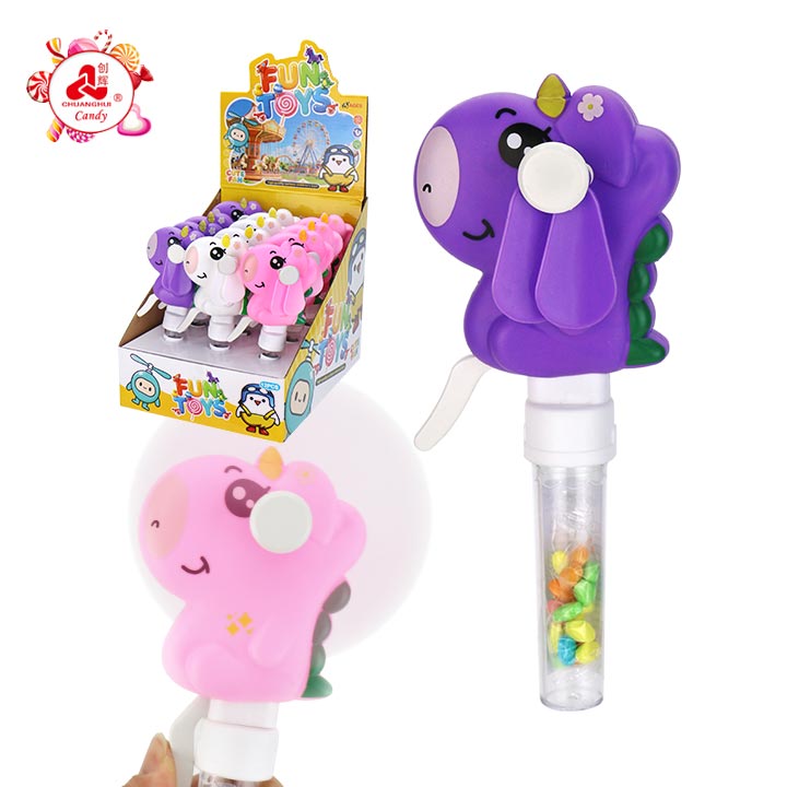 Summer Toy Cartoon Unicorn Shaped Hand Pressed Fan Toy Candy CH-TB273
