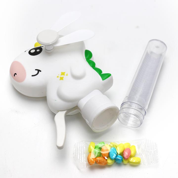 Summer Toy Cartoon Unicorn Shaped Hand Pressed Fan Toy Candy CH-TB273