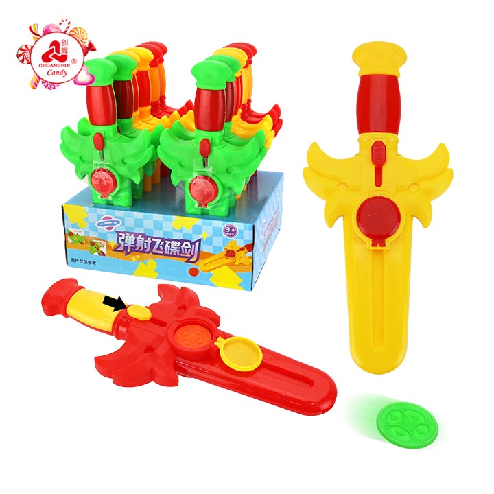 Cartoon Launcher Sword shaped Shooter Flying Disc Toy Candy CH-TB274