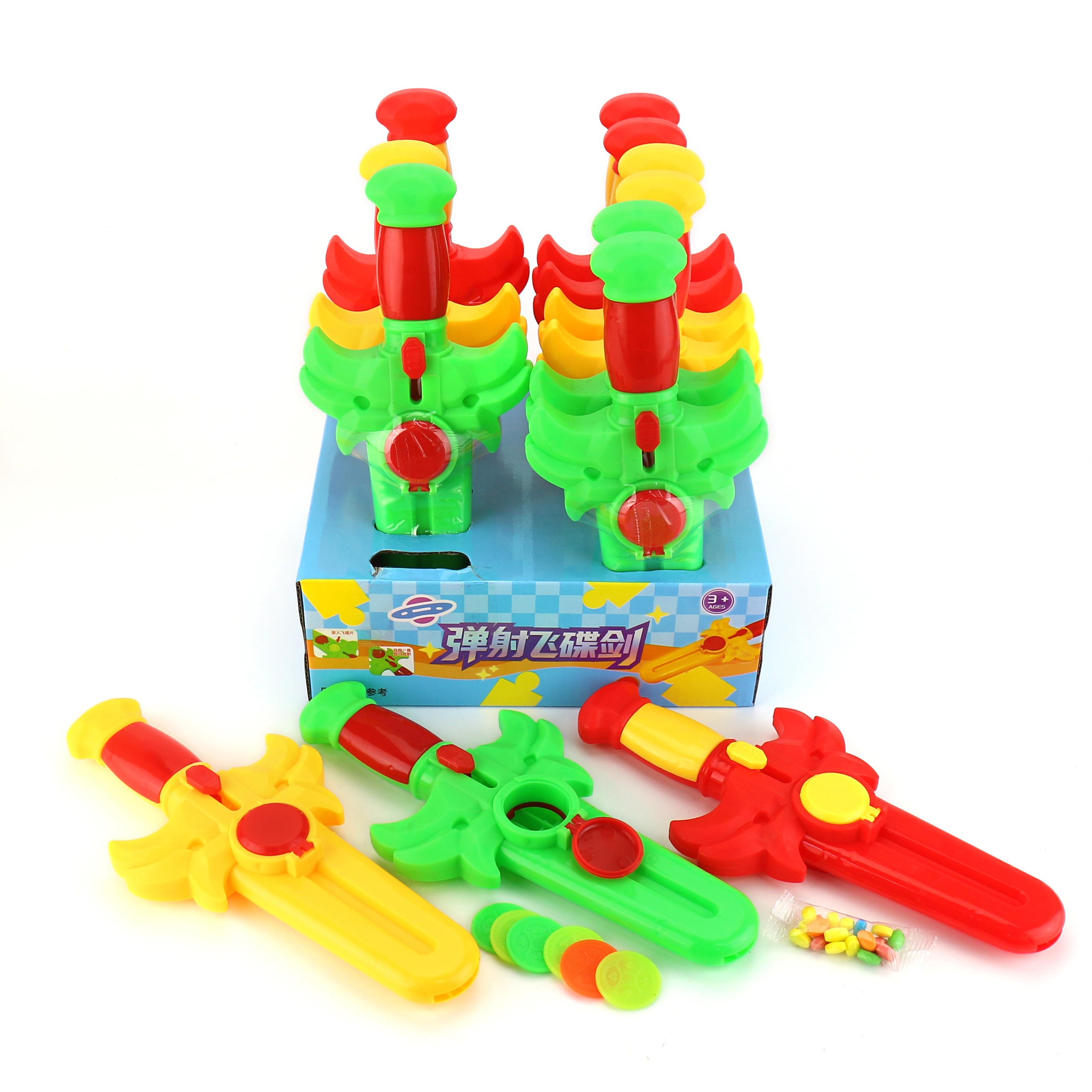 Cartoon Launcher Sword shaped Shooter Flying Disc Toy Candy CH-TB274