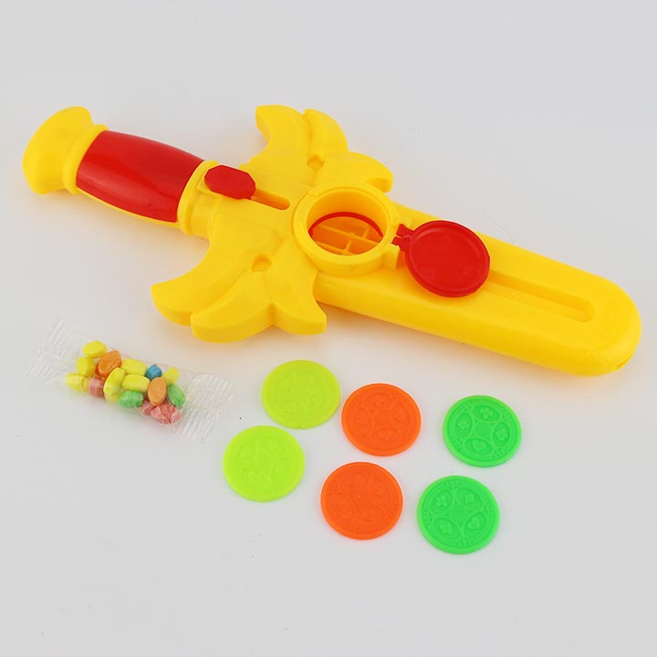 Cartoon Launcher Sword shaped Shooter Flying Disc Toy Candy CH-TB274