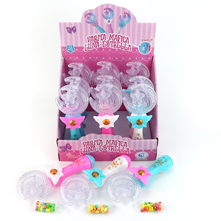 LED Princess Fairy Wand Light Up Moon Star Magic Wand Toy Candy TB275