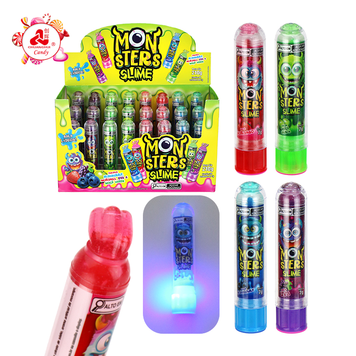 Monster Slime LED Lighting Lipstick Rotate Squeeze Fruit Flavor Jam Liquid Candy CH-N492-4