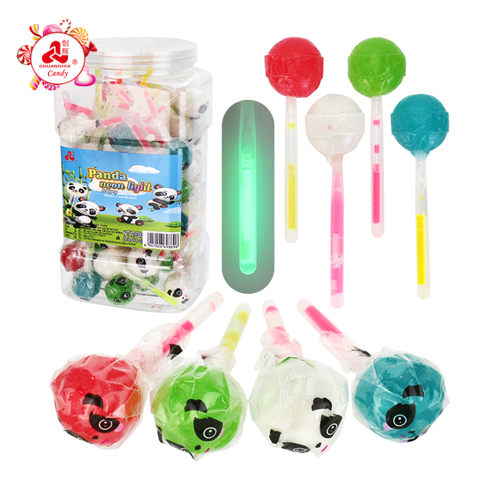 Panda head Neon Glowing Stick Fluorescent Round Lollipop Candy CH-A115