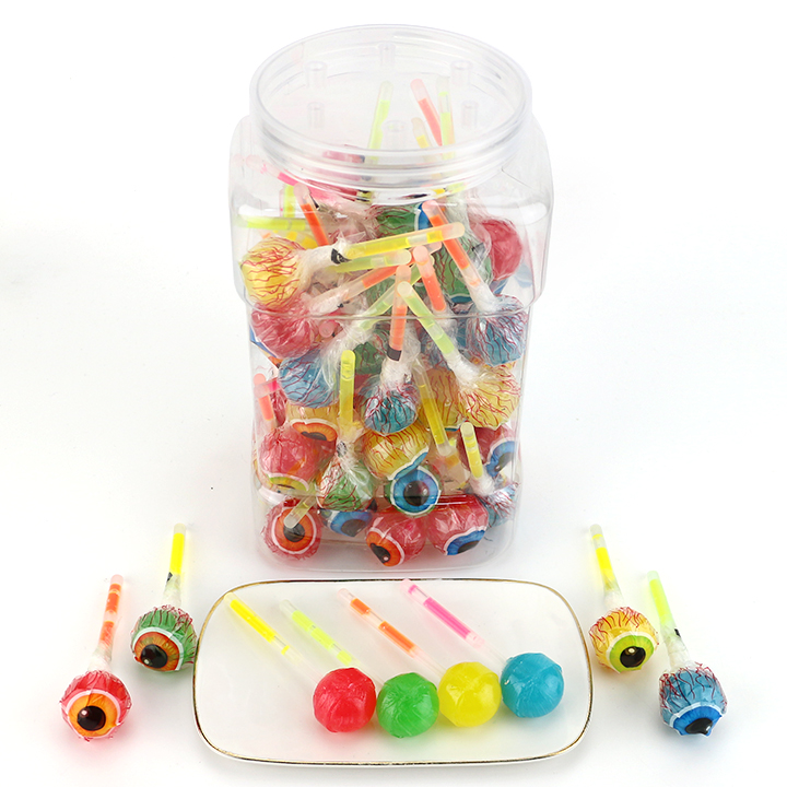 Halloween Eyeball Printed Neon Glow Stick Fluorescent Round Lollipop Candy CH-A116