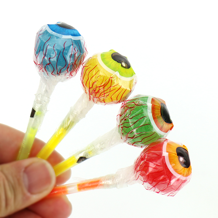 Halloween Eyeball Printed Neon Glow Stick Fluorescent Round Lollipop Candy CH-A116