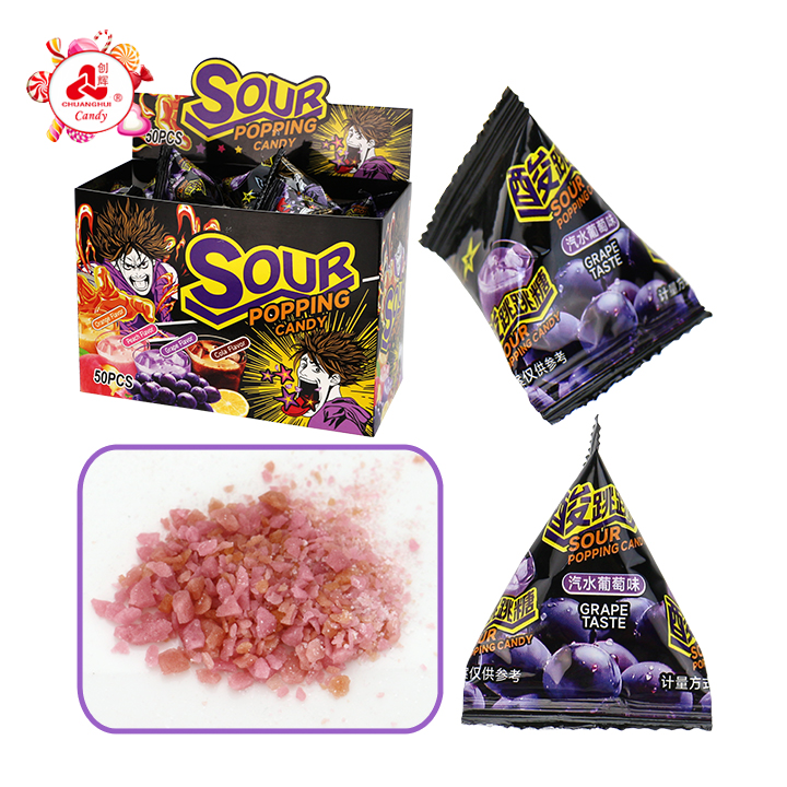 Super Sour Magic Pop Rocks Candy Extra Sour Popping Candy with Triangle bag CH-B398