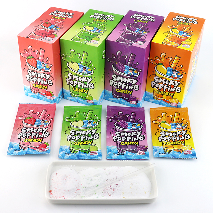 Assorted Fruits Smoky Popping Candy Powder Pop Rocks candy With Straw CH-B399