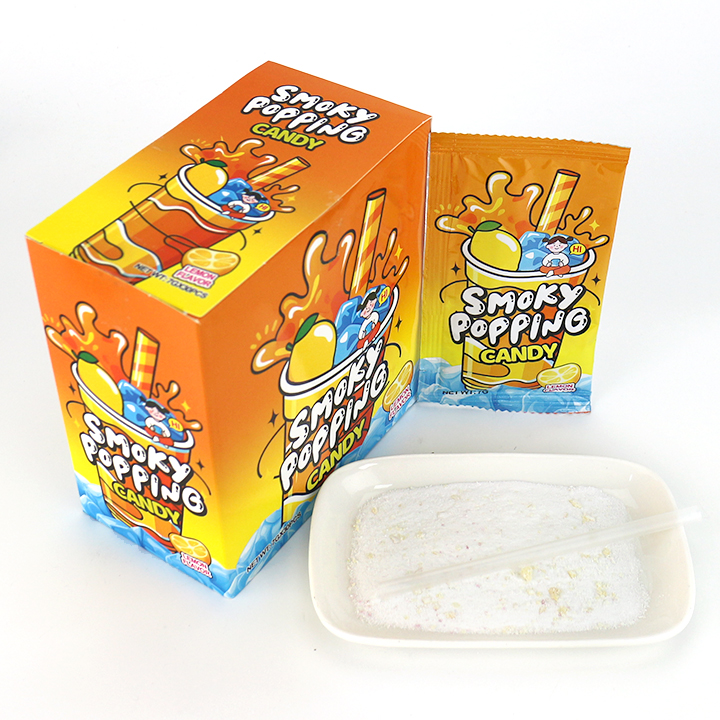 Assorted Fruits Smoky Popping Candy Powder Pop Rocks candy With Straw CH-B399