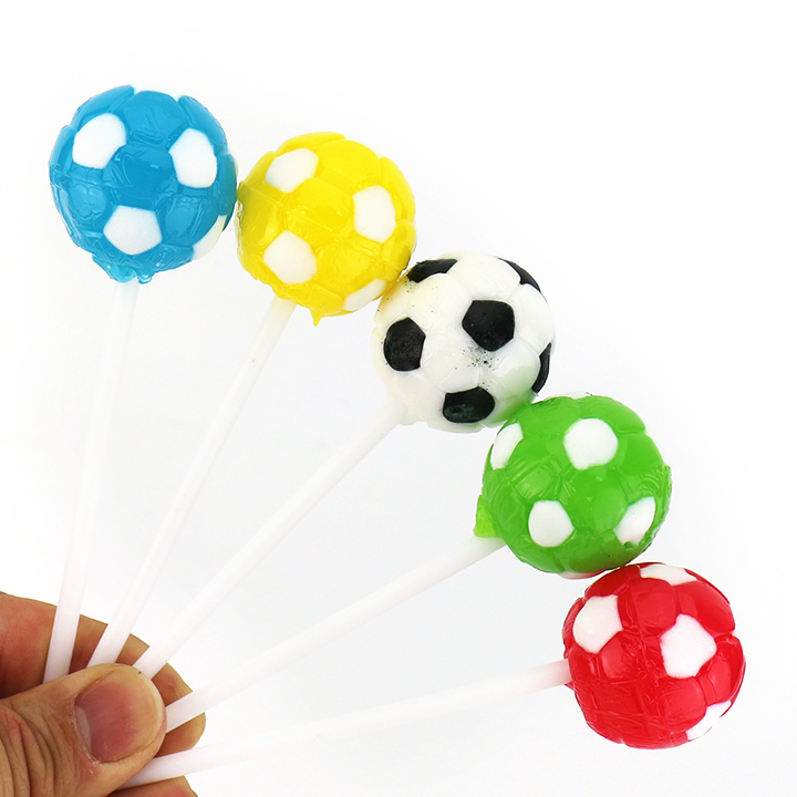 Football Soccer Ball Shape Round Lollipop Candy With Display Shelf PackagingCH-BP165