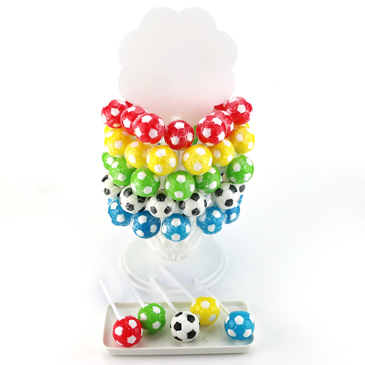 Football Soccer Ball Shape Round Lollipop Candy With Display Shelf PackagingCH-BP165