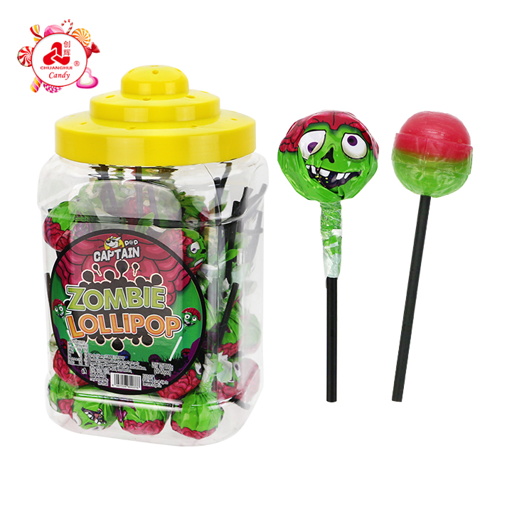 Halloween Zombie Skull Two-colors Round Bubble Gum Lollipop CH-BP168 Halloween Zombie Skull Two-colors Round Bubble Gum Lollipop CH-BP168