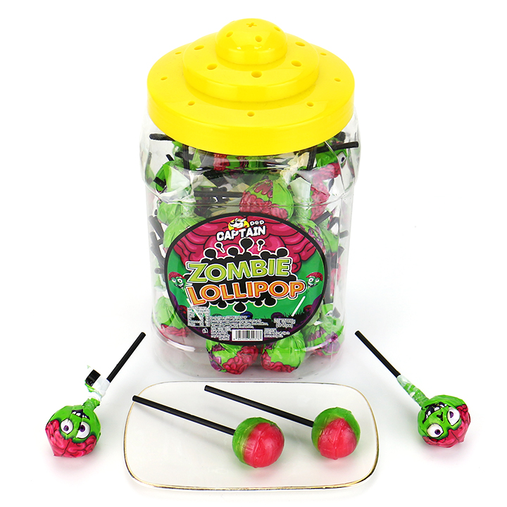 Halloween Zombie Skull Two-colors Round Bubble Gum Lollipop CH-BP168