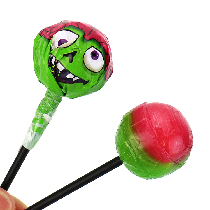 Halloween Zombie Skull Two-colors Round Bubble Gum Lollipop CH-BP168