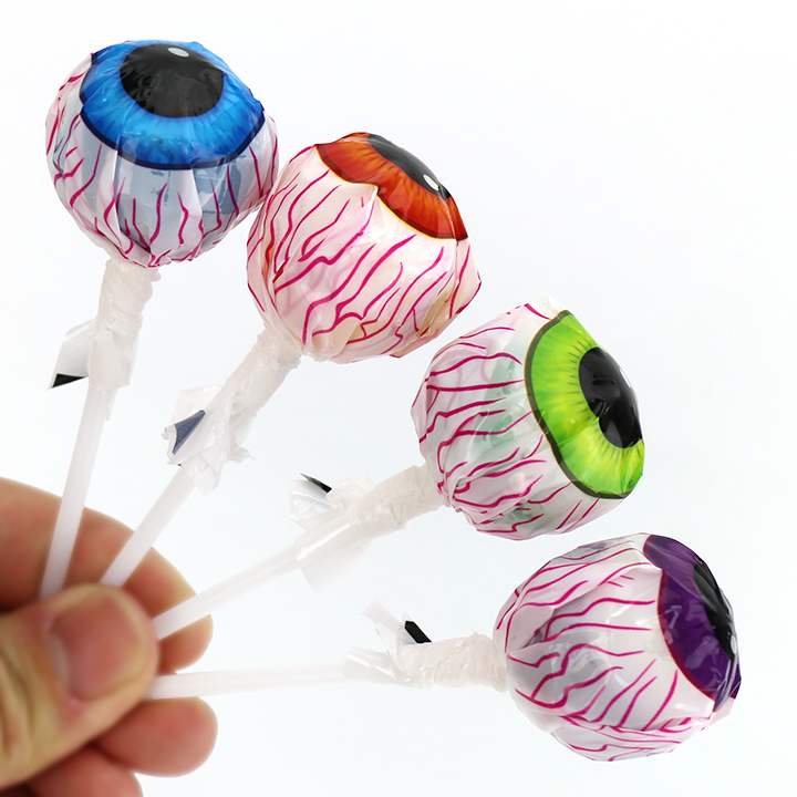 Halloween Eyeball Printed Two-colors Round Bubble Gum Lollipop Candy BP169