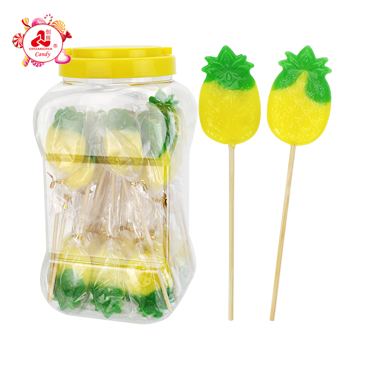 Cartoon Two-tone Pineapple Shaped Hard Lollipop Candy CH-BP172 Cartoon Two-tone Pineapple Shaped Hard Lollipop Candy CH-BP172