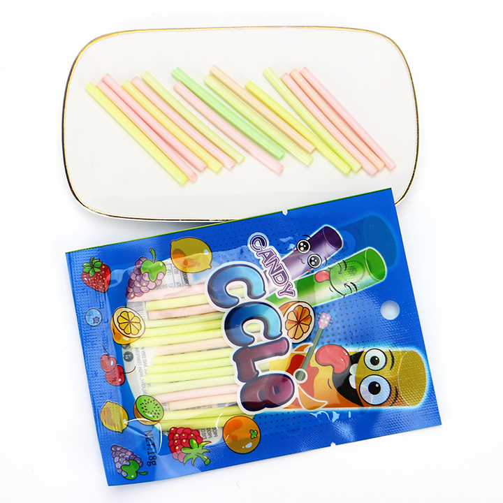 Assorted Fruit Flavor CC Stick Straw Sour Powder Candy in basket packaging CH-C131