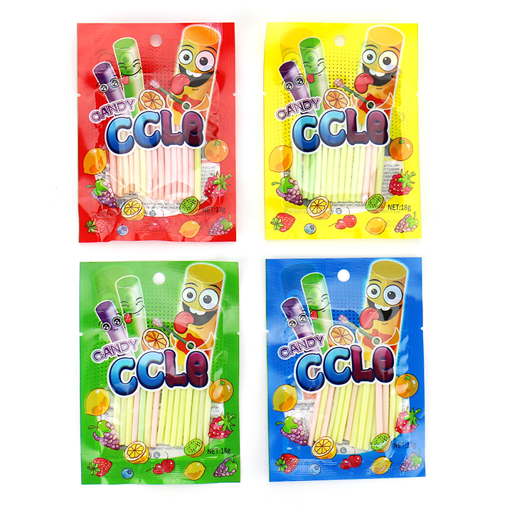 Assorted Fruit Flavor CC Stick Straw Sour Powder Candy in basket packaging CH-C131