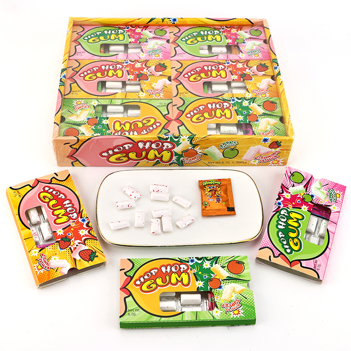 Assorted fruit flavored mini chewing gum With popping candy CH-E375