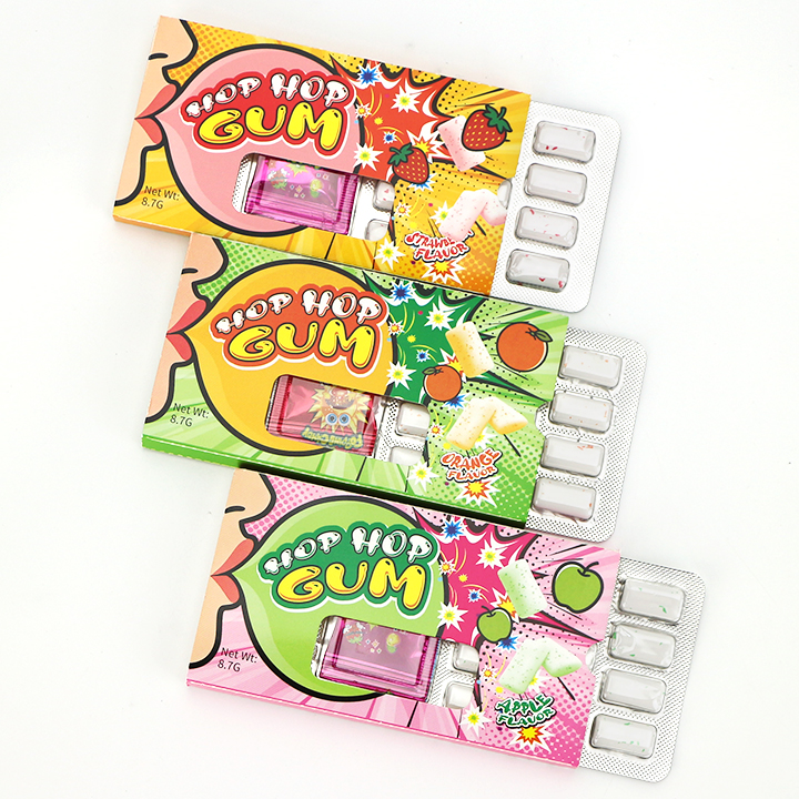 Assorted fruit flavored mini chewing gum With popping candy CH-E375
