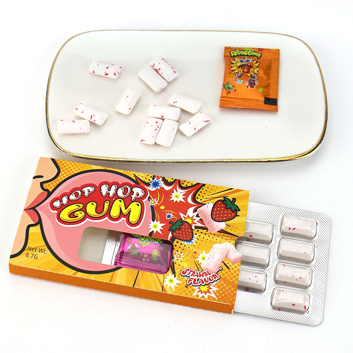 Assorted fruit flavored mini chewing gum With popping candy CH-E375