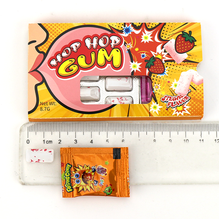Assorted fruit flavored mini chewing gum With popping candy CH-E375