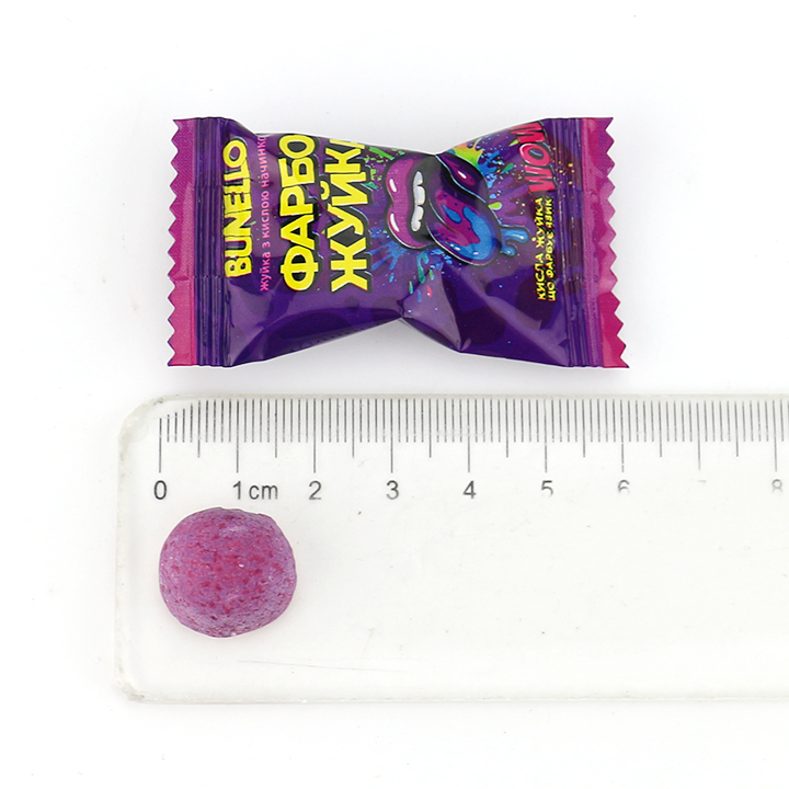 Color bubble gum ball with sour powder filling CH-E376