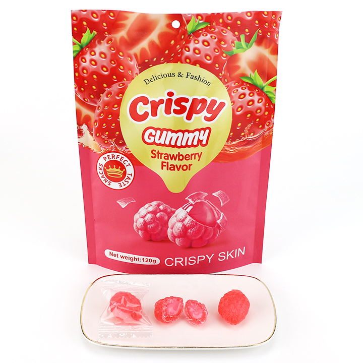 Crispy Skin Grape & Strawberry Fruits Flavors Peelable Gummy Candy With jam filling CH-J781