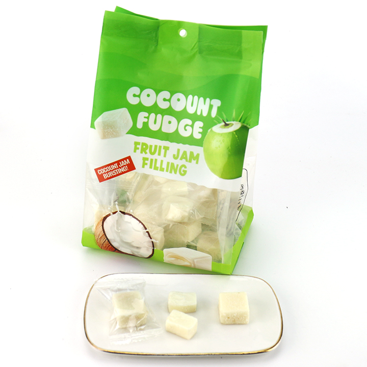 Square Mango & Coconut Flavor Soft Fudge Candy Gummy With Jam Filling CH-J783