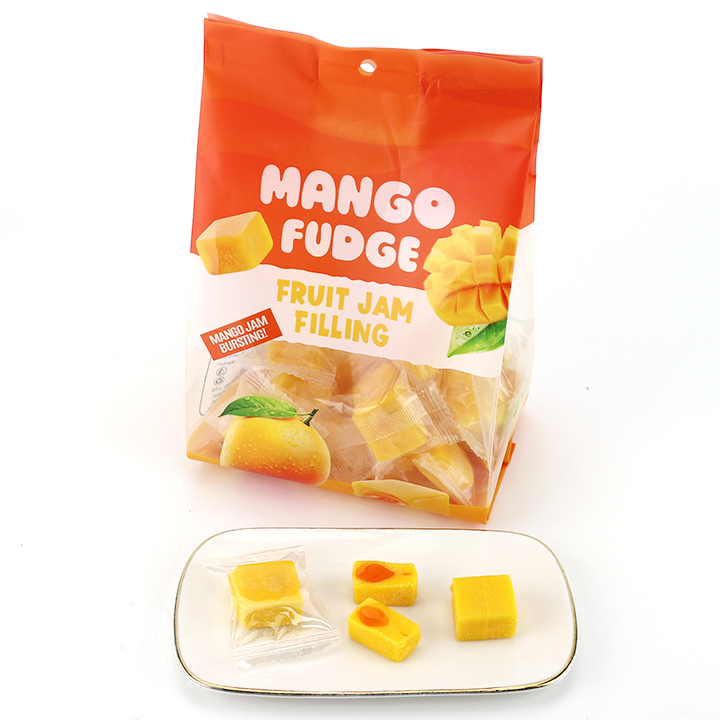Square Mango & Coconut Flavor Soft Fudge Candy Gummy With Jam Filling CH-J783