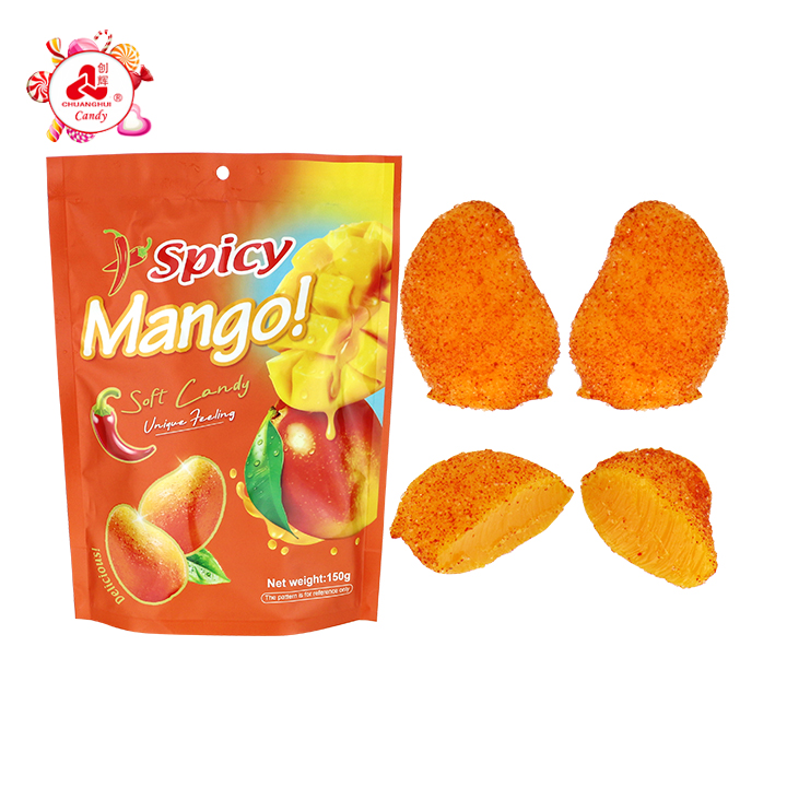 3D Spicy Mango Fruit Shaped Chili Coated Fudge Gummy Candy CH-J784