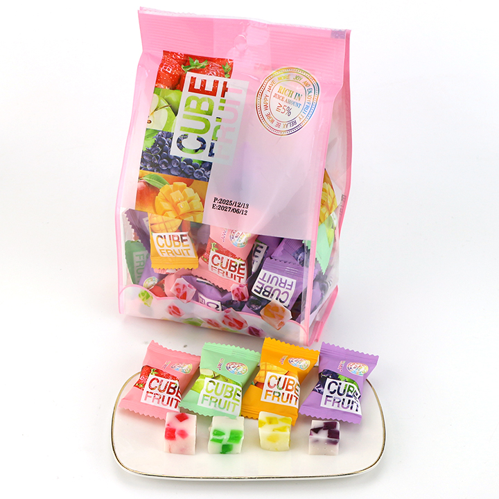 Mixed Fruits Dice Filled Milk Cube Fruit Soft Fugde Candy CH-J785-1